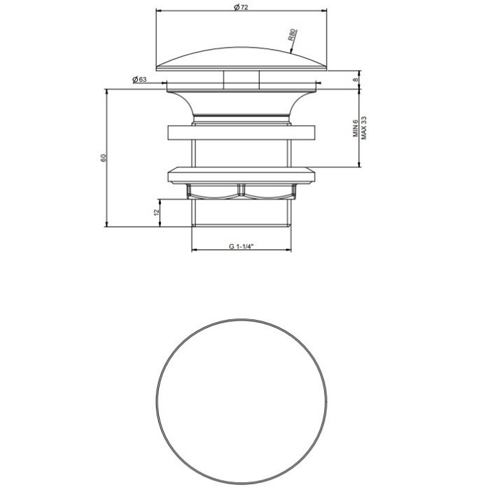 Gessi Донный клапан свободного слива для раковины без перелива, хром - 01376#031