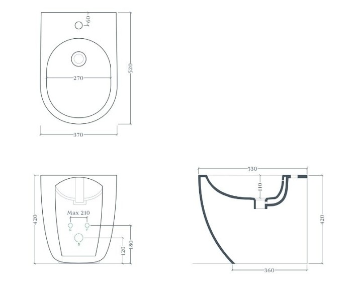 Биде напольное 37х52 см, 1 отверстие, белый/покрытие Saniglaze, Art Ceram File 2.0 арт. FLB004 01 00
