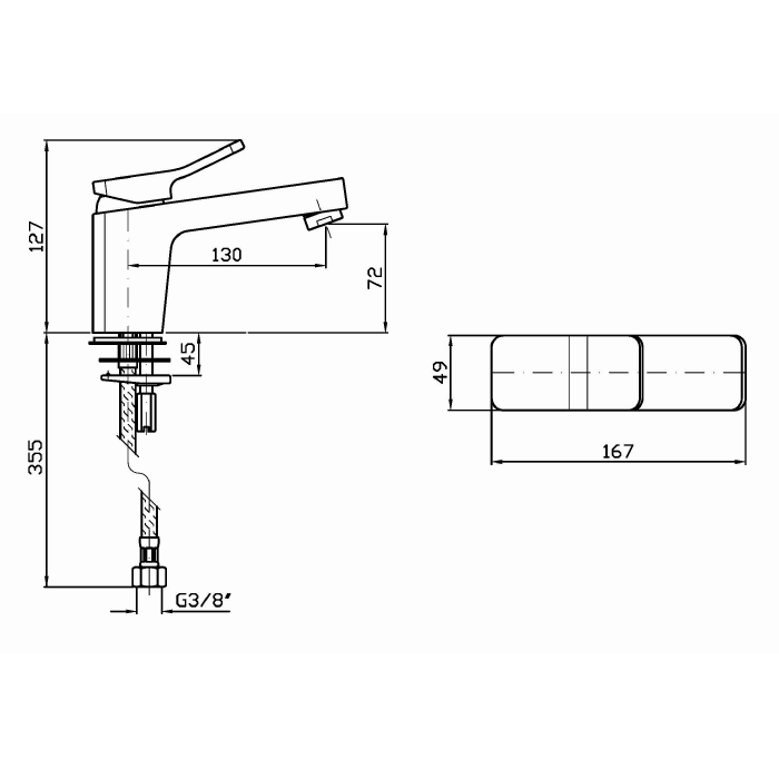 Zucchetti однорычажный смеситель для раковины на 1 отверстие без донного клапана, soft, хром арт. zp7244