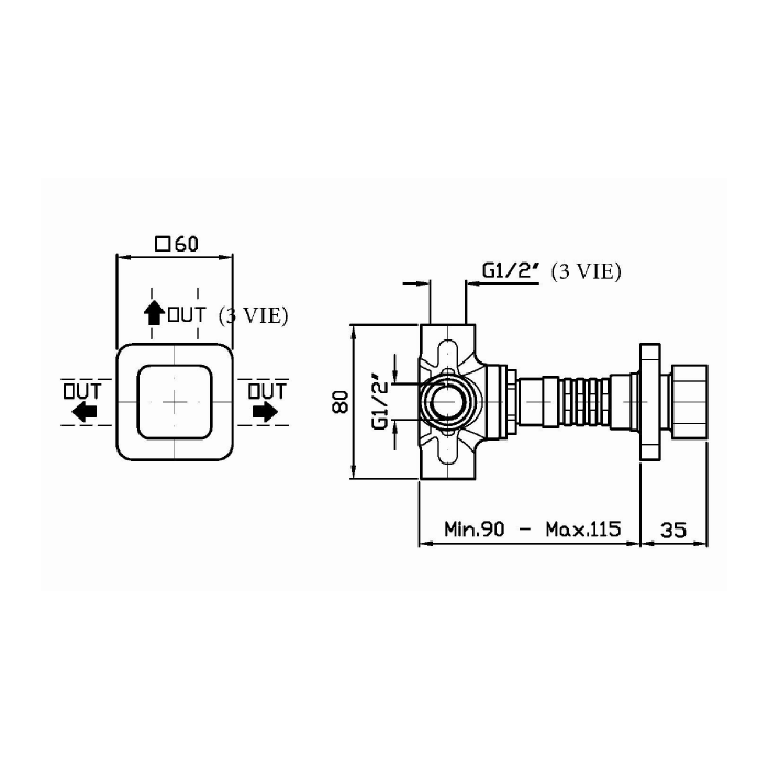 Zucchetti встроенный смеситель, 2-х канальный, soft, хром арт. z94592 r97830