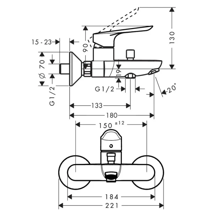 Hansgrohe смеситель для ванны, Logis E, хром арт. 71415000