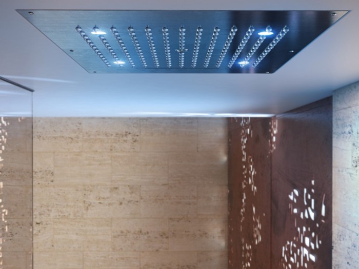 Bossini верхний душ с подсветкой для подвесного потолка dream/2 rgb lights 570 мм х 470 мм, с 2 режимами струи, dream, хром арт. h38905.030