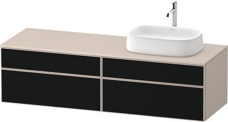 Duravit тумба подвесная с вырезом под раковину справа 550 мм х 1600 мм х 442 мм, zencha, ze4824r63830000 цвет: чёрное стекло/серо-коричневый суперматовый