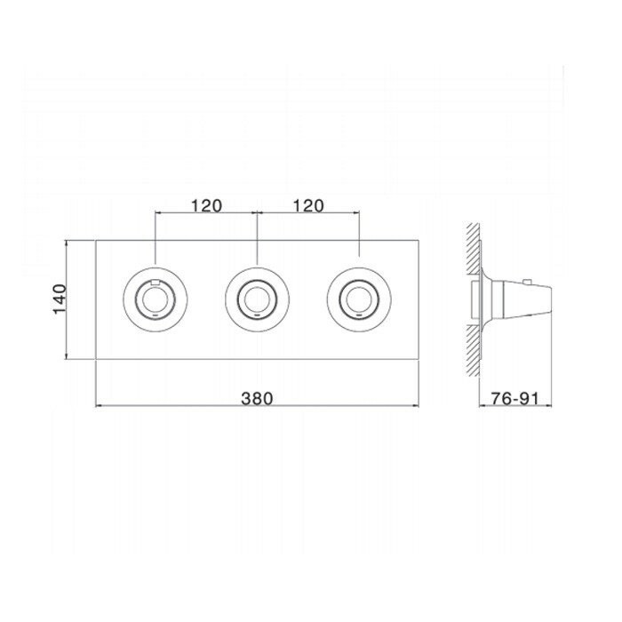Cisal смеситель термостатический горизонтальный встраиваемый для душа 2-х функциональный vi01r20021 vita, цвет: хром