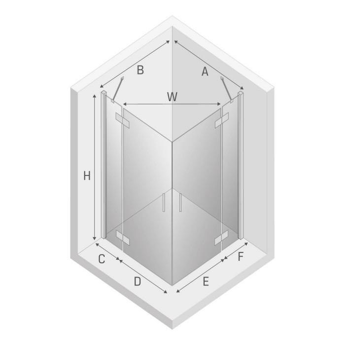 Душевое ограждение new renoma 2d 80x90x195, New trendy New renoma chrome, хром арт. D-0103A/D-0108A