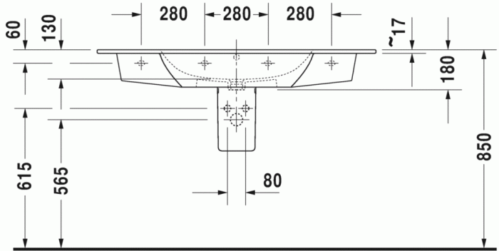 Duravit раковина без отверстий под смеситель, с переливом, me by starck, 2336120060 цвет: белый