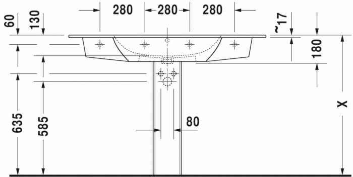 Duravit раковина без отверстий под смеситель, с переливом, me by starck, 2336120060 цвет: белый
