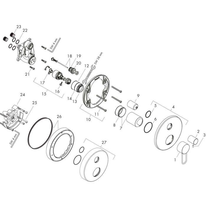 AXOR смеситель для ванны, Uno, никель арт. 38426820