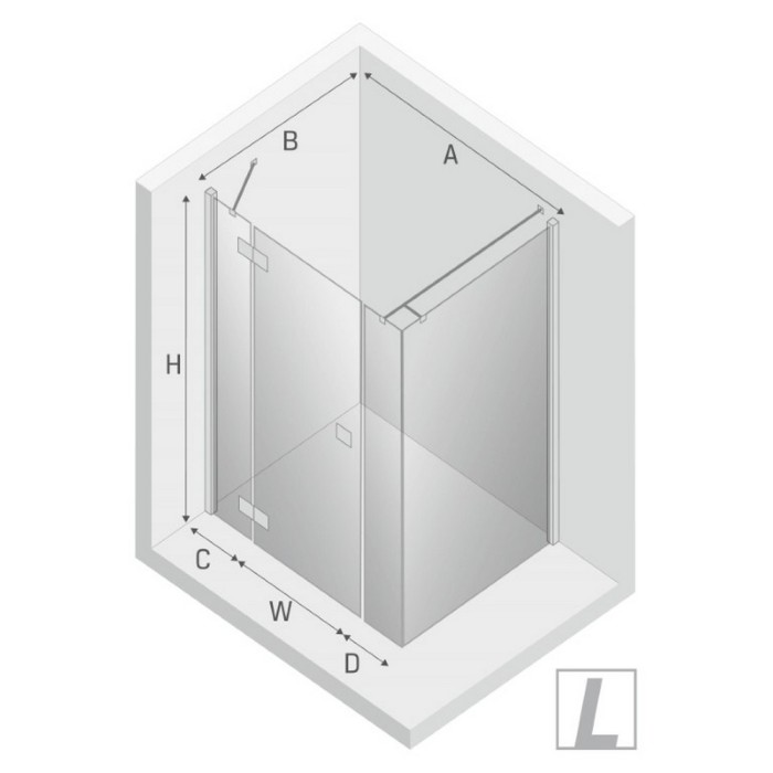 Душевое ограждение plus l 150x100x200, New trendy Reflexa chrome, хром арт. EXK-5100