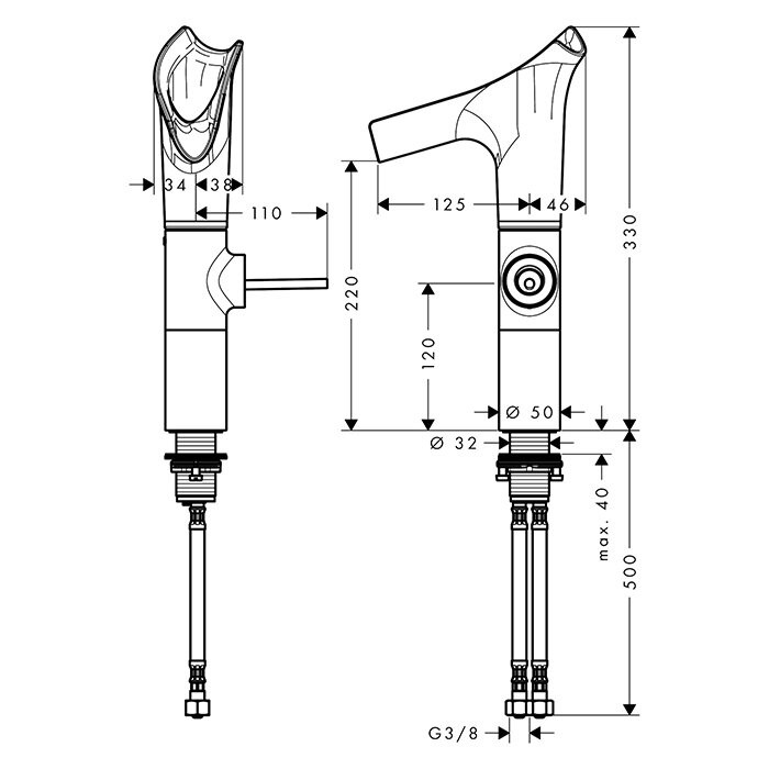 AXOR смеситель для раковины, Starck V, хром арт. 12114000