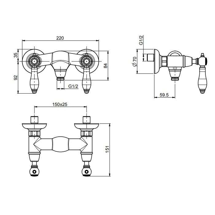 Fima Carlo Frattini смеситель для душа, herend, хром арт. f5405/1cr