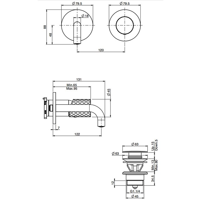 Fima Carlo Frattini cмеситель для раковины, встраиваемый, излив: 12.2см., spillo tech, хром арт. f3051twsx9xcr