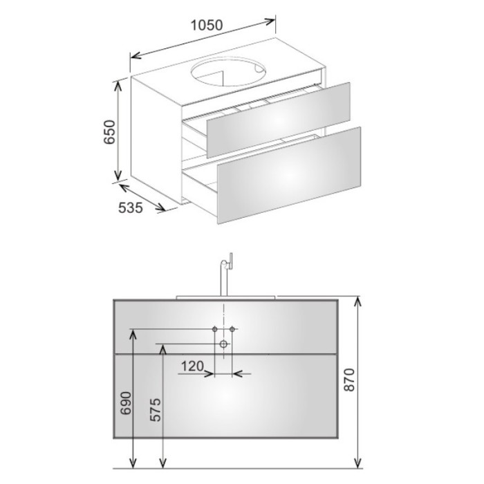 Keuco тумба под умывальник, 1050х650х535 мм отверстие по центру 2 ящика фасад дуб, edition lignatur, арт. 33371 700022