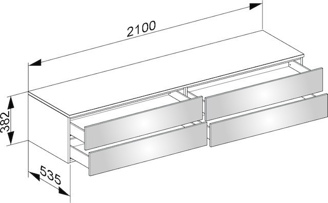 Keuco тумба боковая подвесная с четырьмя выдвижными фронтальными ящиками, edition 400, трюфель арт. 31772 370000