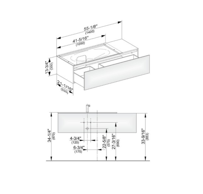 Keuco тумба подвесная под раковину слева с одним выдвижным фронтом, корпуc/фасад лак структурный, edition 11, антрацит арт. 31163 390000