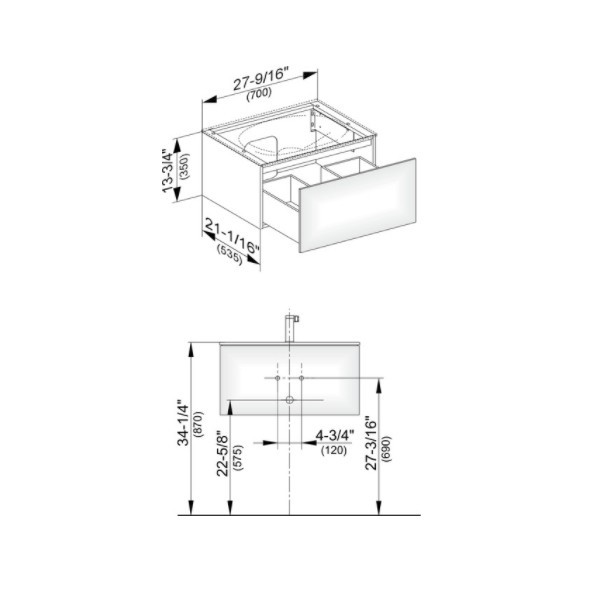 Keuco тумба подвесная под раковину с одним выдвижным фронтом, edition 11, белый арт. 31341 300000