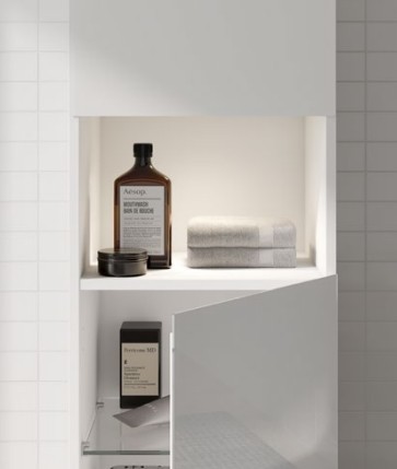 Keuco высокий шкаф - пенал с освещением 360 мм х 400 мм х 1800 мм, с 1 полкой в середине и 4 полками, stageline, вулканит арт. 32831 970101