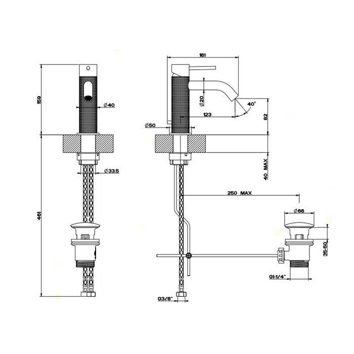 Gessi Смеситель однорычажный с донным клапаном, Cesello, 54401#239 цвет: шлифованная сталь