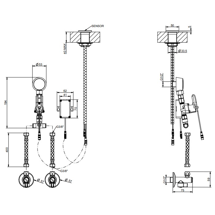 Gessi Электронное удаленное управление для излива с кран-фильтром, 316, 54018#239 цвет: steel brushed