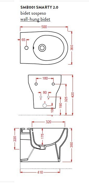 ArtCeram биде (подвесное), smb001 01 00 smarty цвет: белый глянцевый
