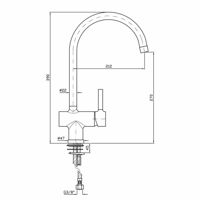 Zucchetti однорычажный смеситель для мойки на 1 отверстие, pancucina, хром арт. zp6284