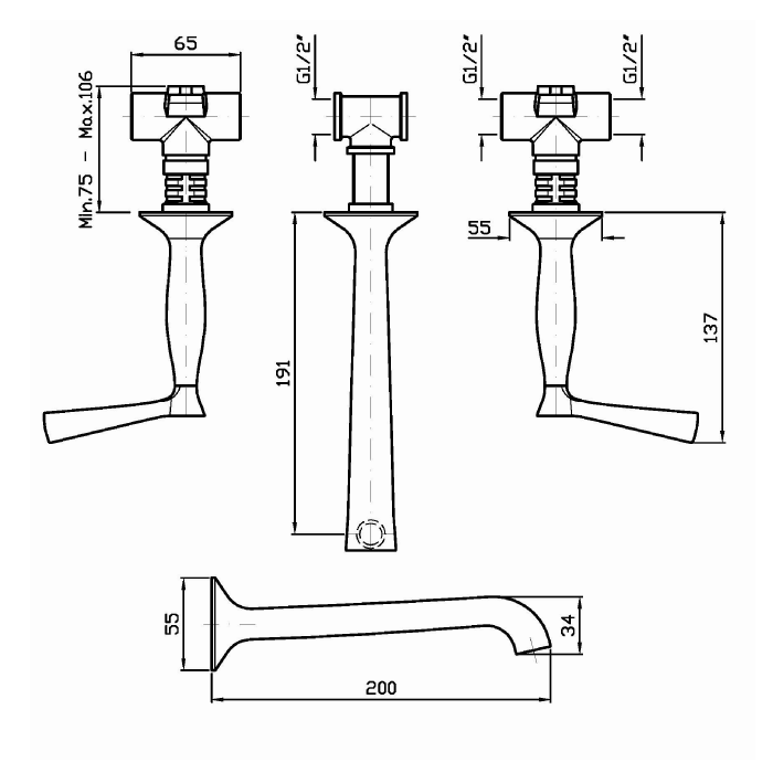 Zucchetti смеситель для раковины, встраиваемый, излив: 20см., ручка: рычаг, bellagio, золото арт. zb2699.c40