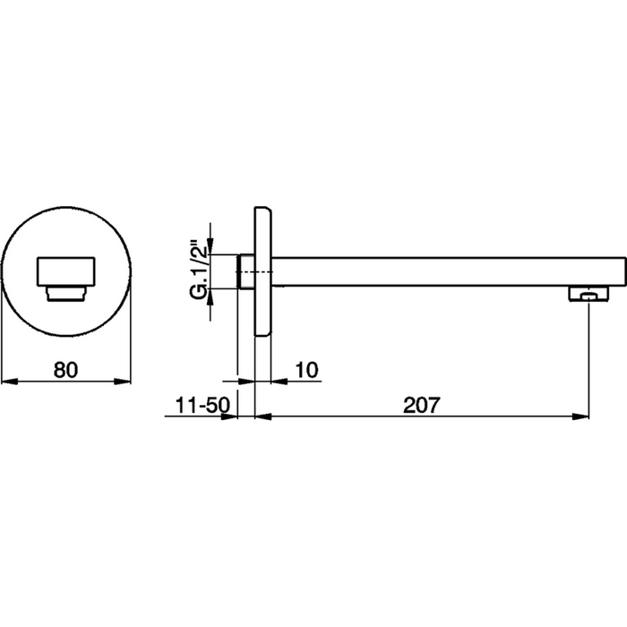 Cisal излив настенный 207 мм для ванны rr00024021 roadster, цвет: хром