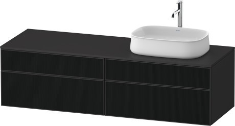 Duravit тумба подвесная с вырезом под раковину справа 550 мм х 1600 мм х 442 мм, zencha, ze4824r63800000 цвет: чёрное стекло/графит суперматовый