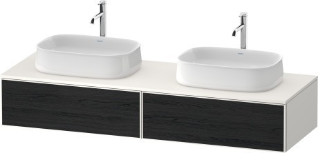 Duravit тумба подвесная под две раковины 550 мм х 1600 мм х 281 мм, zencha, ze4815b16840000 цвет: чёрный дуб/белый суперматовый