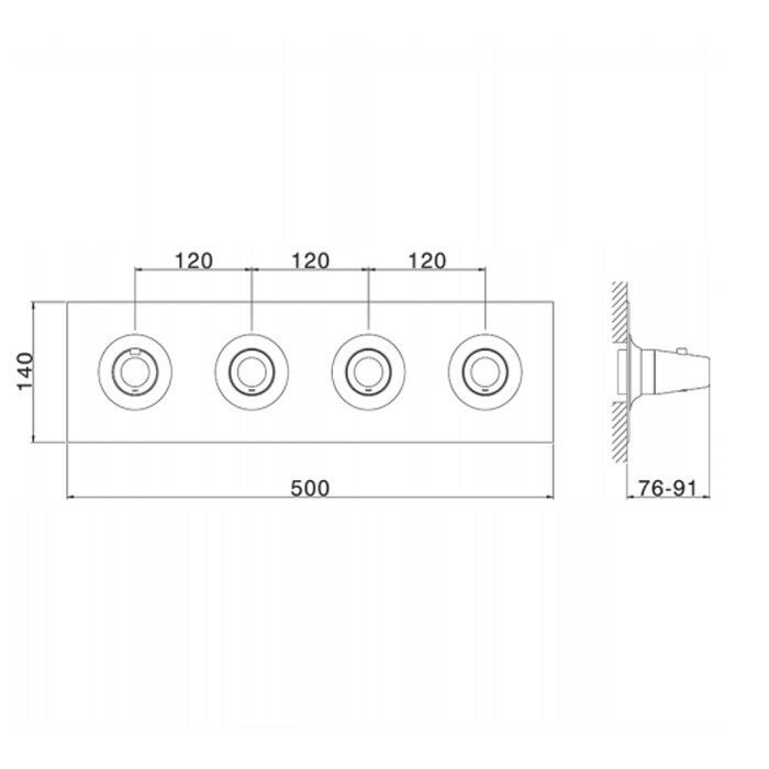 Cisal смеситель термостатический горизонтальный встраиваемый для душа 3-х функциональный vi01r30021 vita, цвет: хром