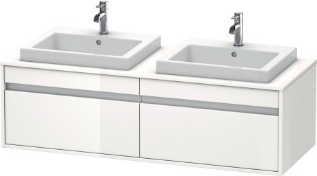Duravit тумба подвесная для двух раковин, с двумя выдвижными ящиками, ketho, kt 6797b 2222 цвет: белый глянцевый