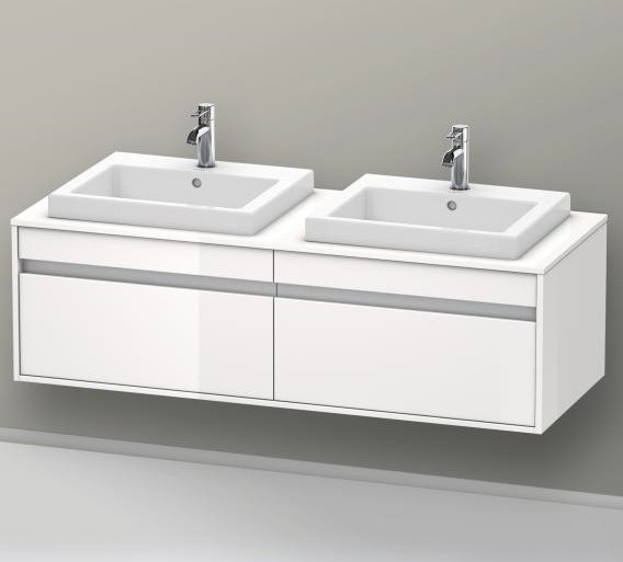 Duravit тумба подвесная для двух раковин, с двумя выдвижными ящиками, ketho, kt 6797b 2222 цвет: белый глянцевый