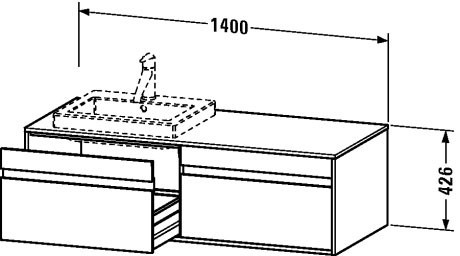 Duravit тумба подвесная для двух раковин, с двумя выдвижными ящиками, ketho, kt 6797b 2222 цвет: белый глянцевый