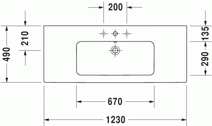 Duravit раковина подвесная 1230х49см, me by starck, 2336120000 цвет: белый