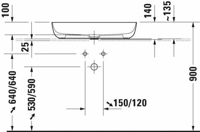 Duravit раковина 70х40 см цвет, luv, 0379700000 цвет: белый глянцевый
