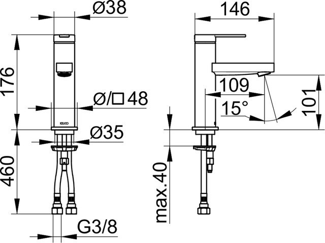 Keuco смеситель однорычажный для раковины без донного клапана, ixmo, хром арт. 59502 013100