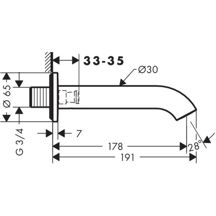 AXOR излив для ванной, Uno, золото арт. 38411990