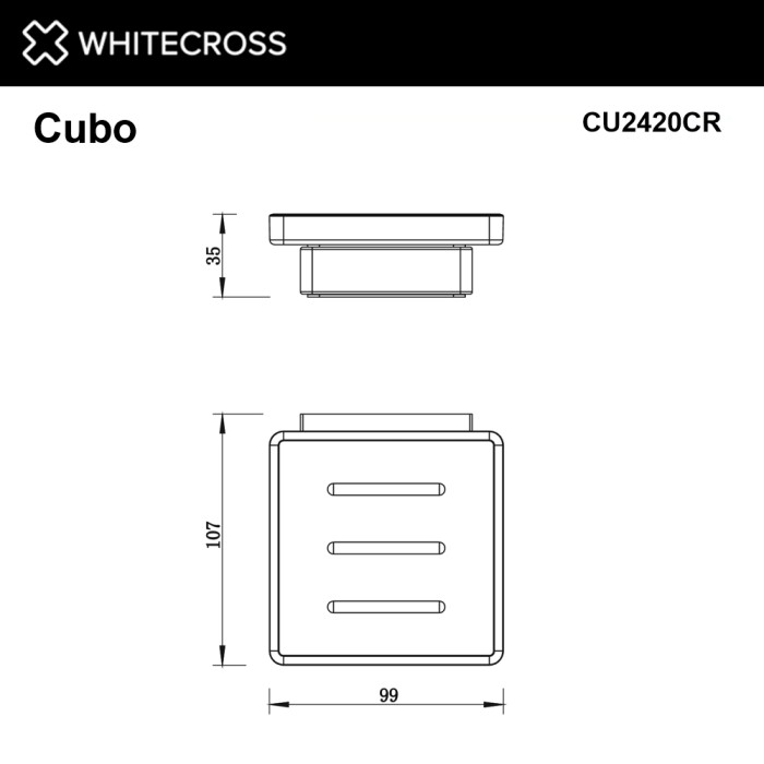 Мыльница подвесная, Whitecross Cubo chrome, хром арт. CU2420CR