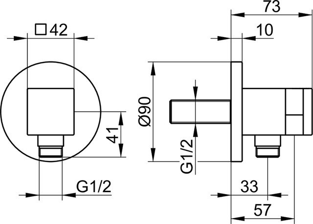 Keuco вывод для шланга с держателем душевой лейки, edition 90, хром арт. 59092 010001