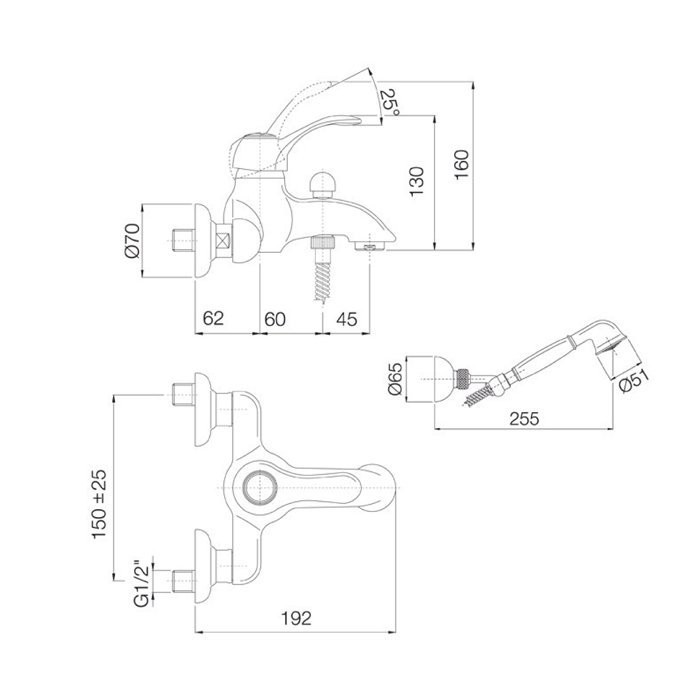 Fima Carlo Frattini смеситель на ванну с душевым комплектом, lamp, хром арт. f3304cr