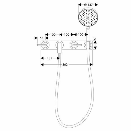 AXOR смеситель для ванны, настенный с панелью, Citterio, хром арт. 39442000