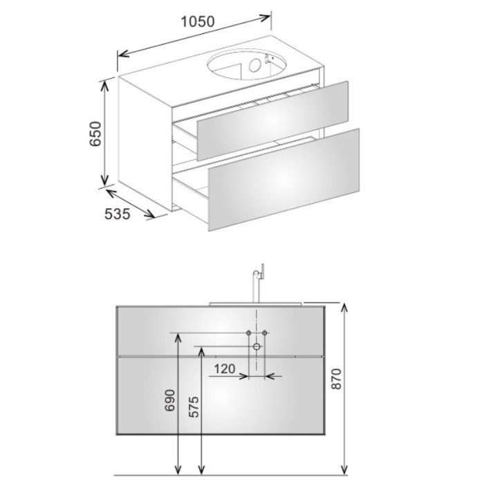 Keuco тумба под умывальник, 1050х650х535 мм отверстие справа 2 ящика фасад из венецианского дуба, edition lignatur, арт. 33371 750222