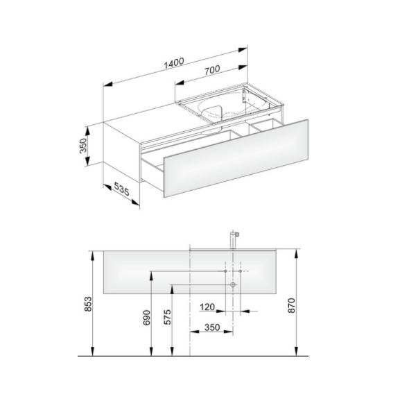 Keuco тумба подвесная под раковину справа с одним выдвижным фронтом, edition 11, антрацит арт. 31166 390000