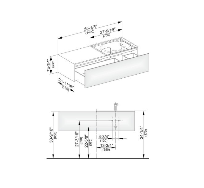 Keuco тумба подвесная под раковину справа с одним выдвижным фронтом, edition 11, антрацит арт. 31166 390000