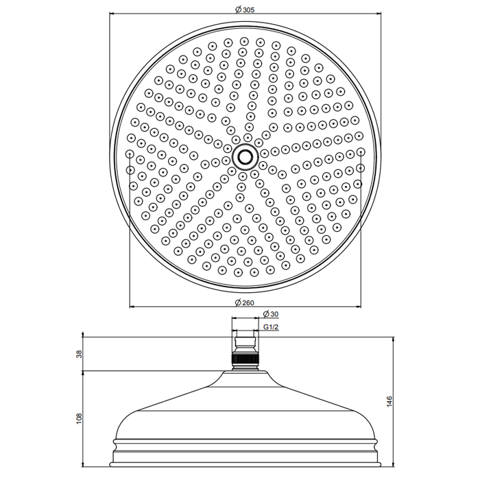 Fima Carlo Frattini верхний душ круглый 300мм. wellness, бронза арт. f2371/2br