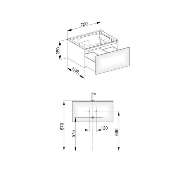Keuco тумба подвесная под раковину с одним выдвижным фронтом, edition 11, белый арт. 31341 270000