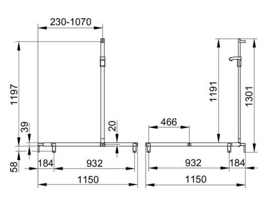 Keuco поручень вдоль стены и штанга для душа 1150 мм, axess, хром арт. 35015 010402