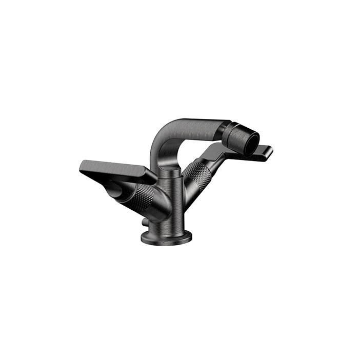 Gessi Смеситель для биде, двухвентильный, с донным клапаном на 1 1/4", соединительные шланги на 3/8", Inciso, 58027#299 цвет: black xl