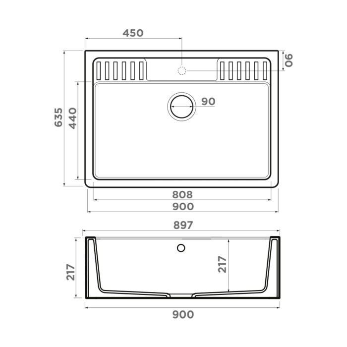 Omoikiri кухонная мойка Kinokawa 90, графит арт. 4993855