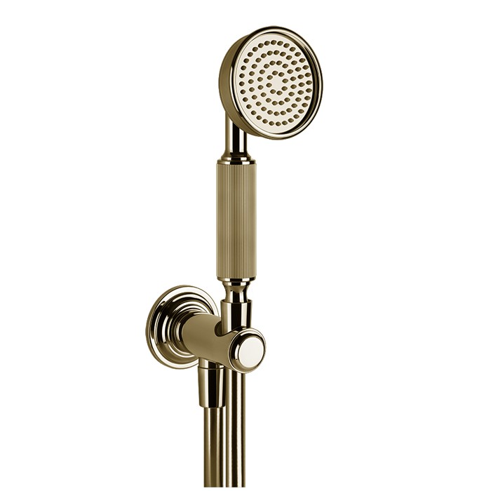 Gessi Комплект для душа с ручным душем, шлангом 1500 мм., держателем с подводом воды, Venti20, 65123#710 цвет: brass pvd